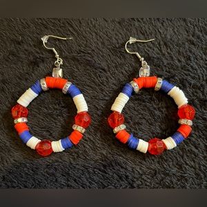 Brand New 2” Handcrafted Swarovski Crystal Red Hoop Earrings”